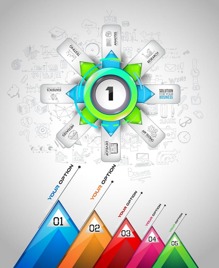 Infographmalplaatje met veelvoudige keuzen en heel wat infographic ontwerpelementen royalty-vrije illustratie Infographmalplaatje met veelvoudige keuzen en heel wat infographic ontwerpelementen royalty-vrije illustratie