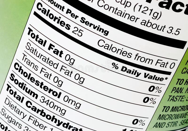 Nutritional information showing zero fat and low calories. Nutritional information showing zero fat and low calories