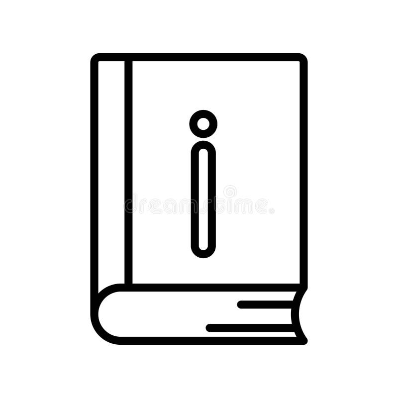 Information book icon linear logo mark in black and white vector illustration