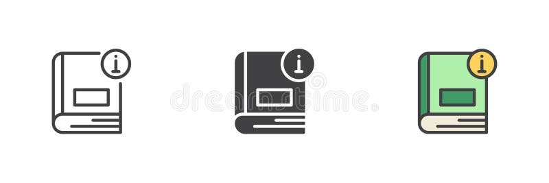 Information book line, solid, colorful different style icon set pack vector illustration