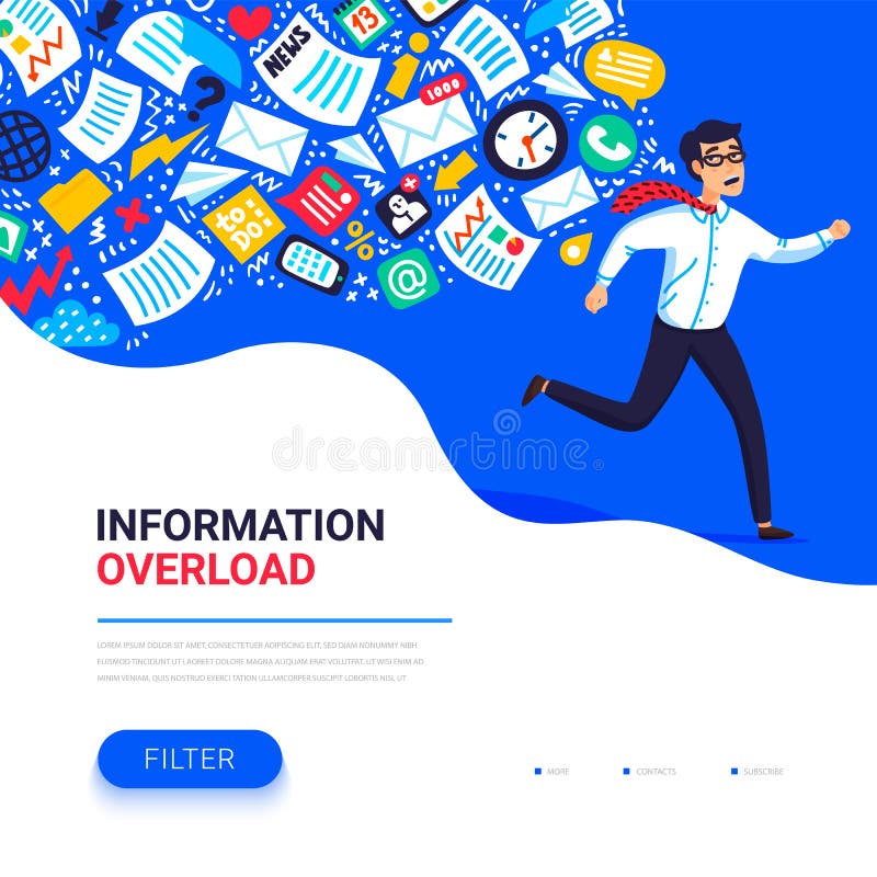 Information Overload Meaning Business Man Biz Stock Illustration