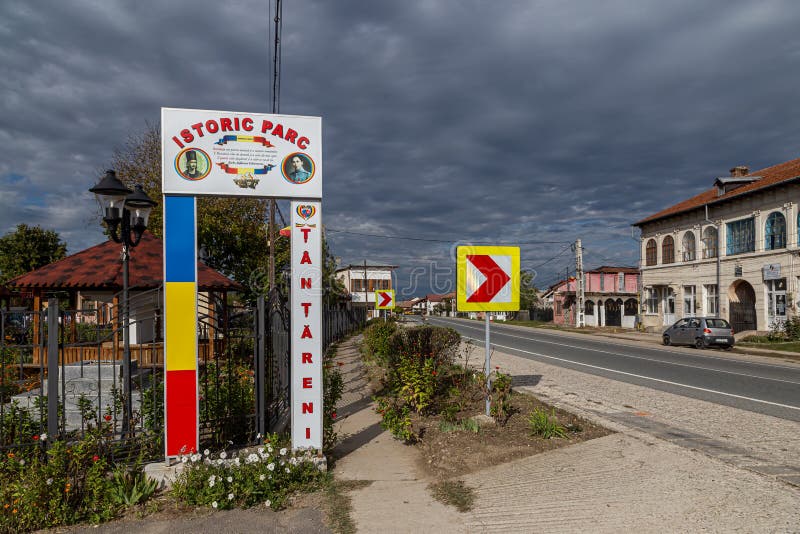 Information panel  at the entrance to the Historic Park on October 15, 2020 in  Tantareni, Gorj,  Romania.