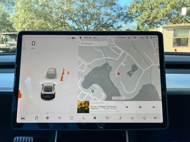 The Information Screen on a Tesla while Driving Editorial Photo Image of close, driving 246325351