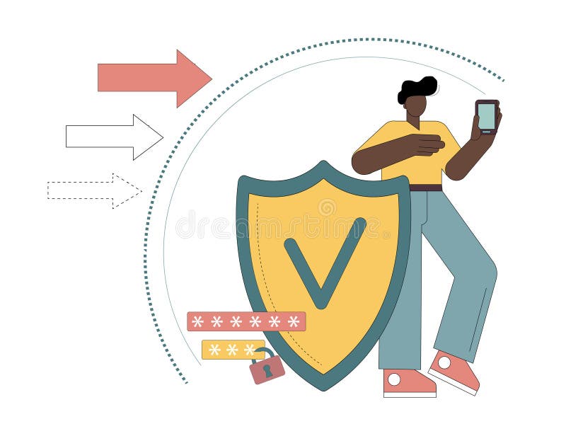 Information Security. Mobile data protection vector illustration