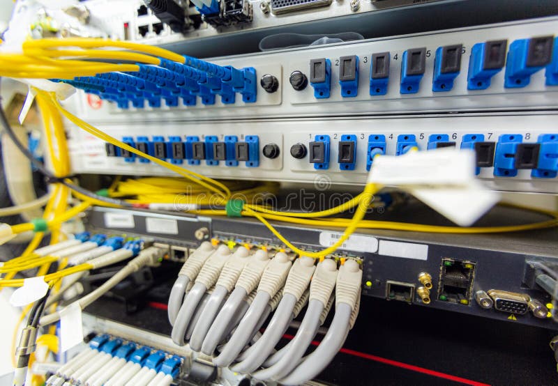 Information Technology Computer Network, Telecommunication Ethernet Cables Connected to Internet Switch. Network switch stock photography Information Technology Computer Network, Telecommunication Ethernet Cables Connected to Internet Switch. Network switch stock photography