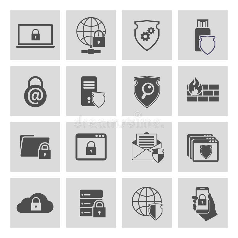 Information technology security icons set vector illustration Information technology security icons set vector illustration