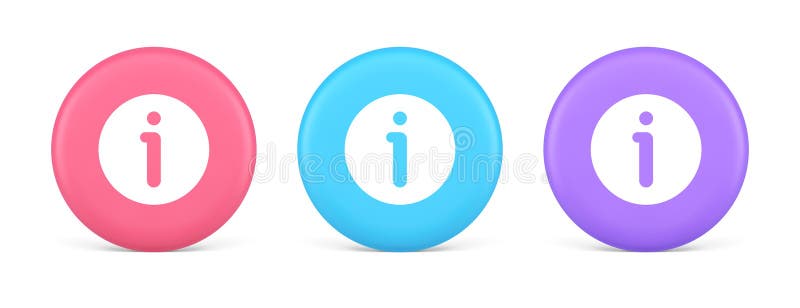 Informationsknappens informationstecken faq-svar på fråga om hjälp med stöd för webbapp 3d realistisk cirkel-ikon vektor illustrationer