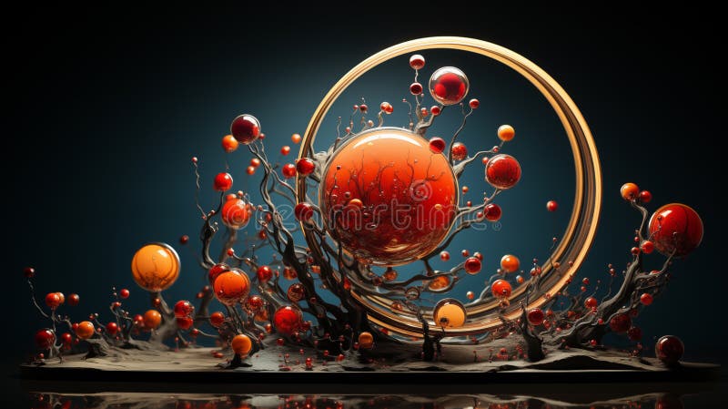 Informative breakdown of atom splitting with annotations and diagrams to illustrate the before and after states of atom. Annotations ai stock images, royalty-free photos and pictures