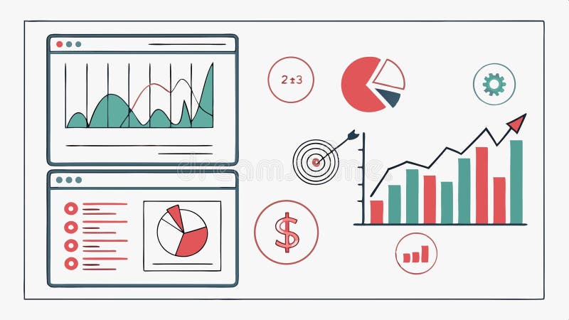 Data analytics dashboard UI, vector for business and finance presentations vector design Generative AI. Informative data analytics dashboard UI vector design, ideal for business presentations, finance reports, data visualization, analytical projects and conveying complex information clearly vector design Generative AI