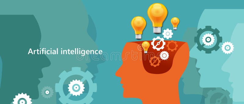 Informática de la inteligencia artificial del AI a crear humano-como cerebro del robot ilustración del vector