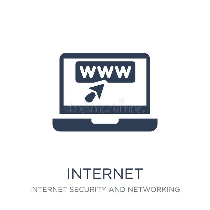 Informática do Internet e do ícone do Internet? Ícone liso na moda do Internet do vetor no backgro branco ilustração royalty free Informática do Internet e do ícone do Internet? Ícone liso na moda do Internet do vetor no backgro branco ilustração royalty free