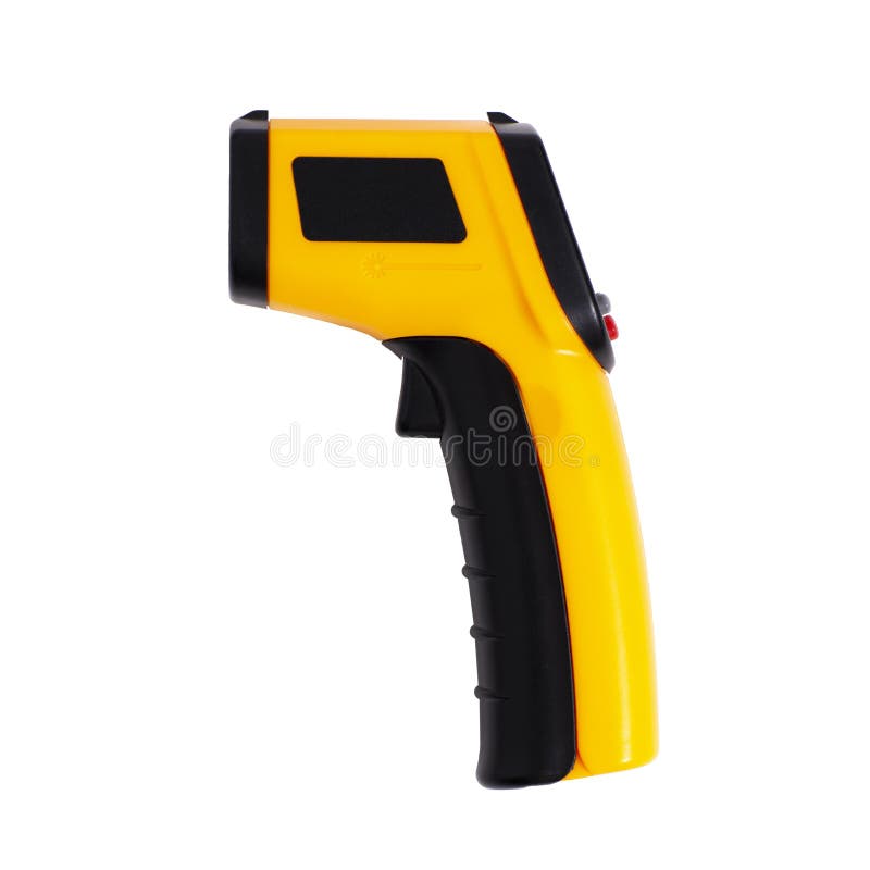Infrared Laser Thermometer on White. Closeup. Stock Photo Image of