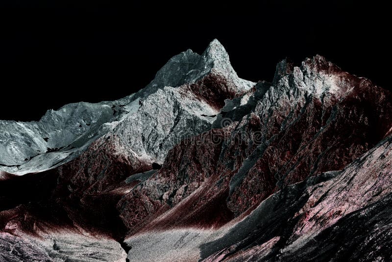 Infrared and solarized photo of beautiful, otherworldly, fantasy world like alp mountains in Swiss alps