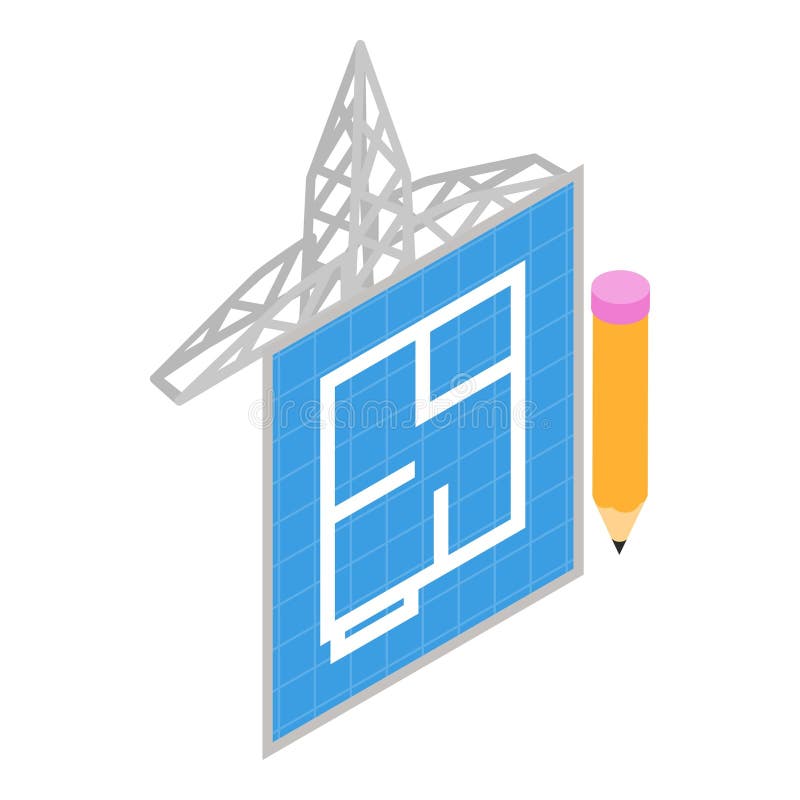 Infrastructure project icon isometric vector. Power line pylon technical drawing vector illustration