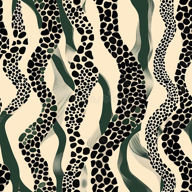 Fluid Green and Animal Print Repeating Pattern vector illustration