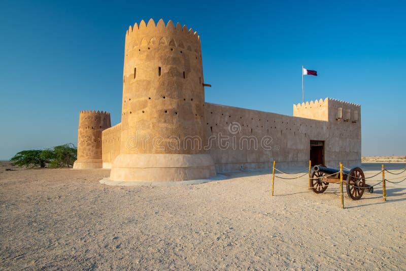 Ingang Al Zubarah fort, Qatar stock afbeelding Ingang Al Zubarah fort, Qatar stock afbeelding