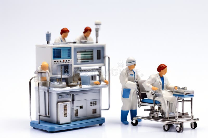Ingegneri miniaturizzati che riparano computer illustrazione vettoriale