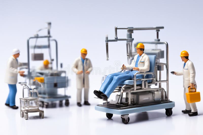 Ingegneri miniaturizzati che riparano computer illustrazione di stock