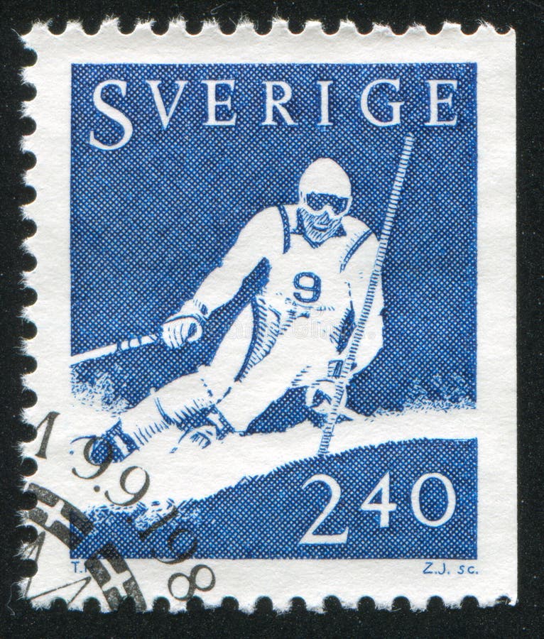 SCHWEDEN - CIRCA 1981: Stempel gedruckt durch Schweden, Shows Ingemar Stenmark, Skifahrer, circa 1981