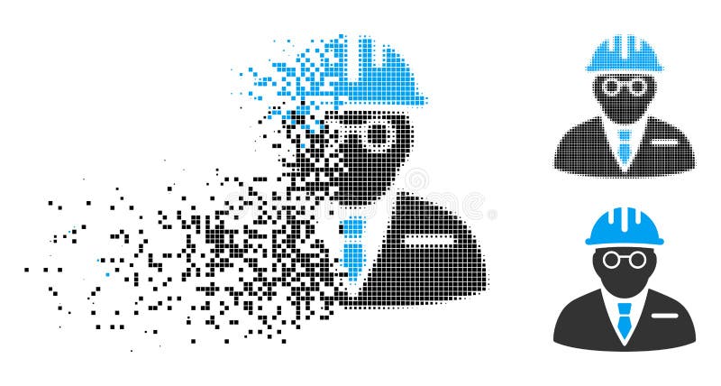 Ingeniero ciego de semitono punteado descompuesto Icon libre illustration Ingeniero ciego de semitono punteado descompuesto Icon libre illustration