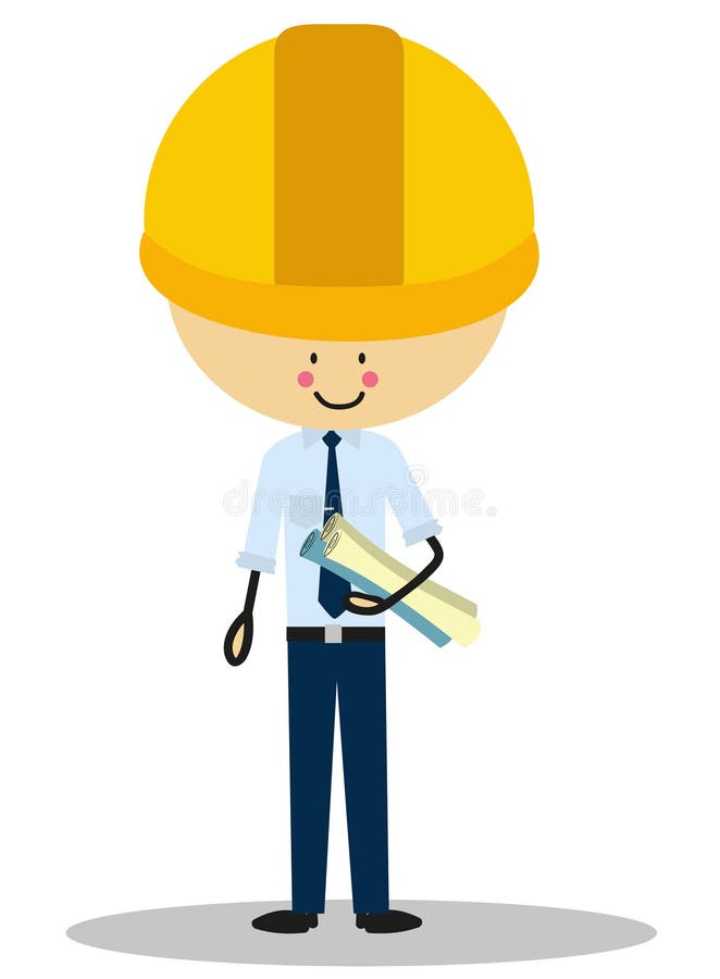 Ingeniero del garabato con su sombrero a todo color ilustración del vector Ingeniero del garabato con su sombrero a todo color ilustración del vector