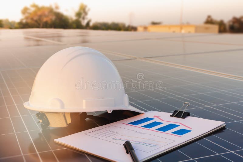 Ingenieure ?berpr?fen die Leistungskurve der Energieerzeugung von den Sonnenkollektoren, die alternative Energie sind und welches lizenzfreie stockbilder Ingenieure ?berpr?fen die Leistungskurve der Energieerzeugung von den Sonnenkollektoren, die alternative Energie sind und welches lizenzfreie stockbilder