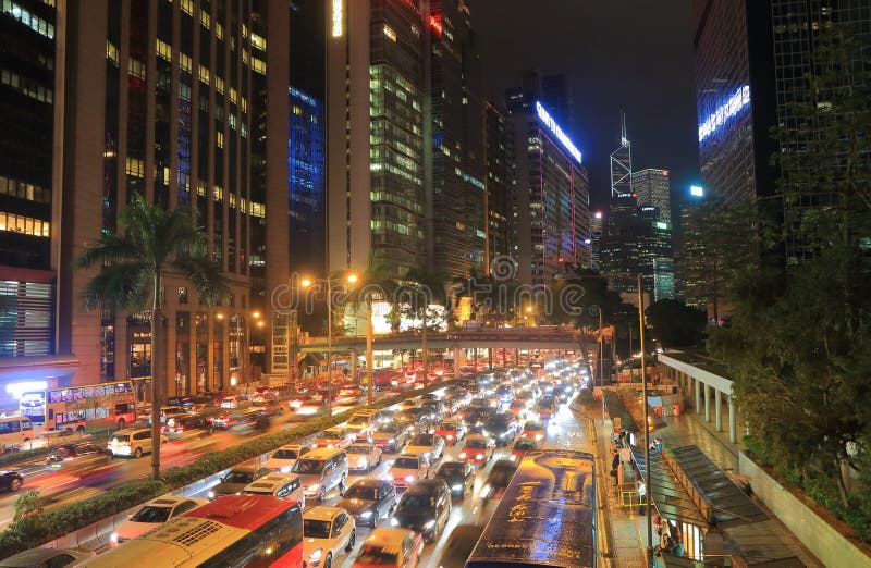 Ingorgo stradale pesante Hong Kong del centro immagini stock Ingorgo stradale pesante Hong Kong del centro immagini stock