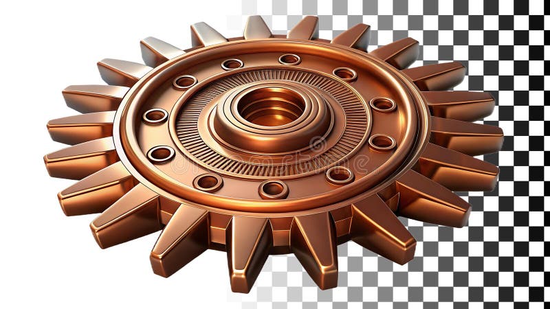 Ingranaggi radiali in bronzo componenti meccanici industriali per progetti tecnici png immagine trasparente Generative AI illustrazione di stock