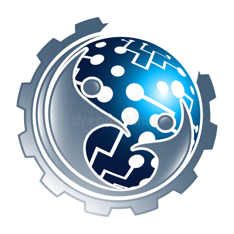 Ingranaggio della sfera di tecnologia digitale con progettazione di massima della gente Vettore grafico dell'elemento del modello royalty illustrazione gratis Ingranaggio della sfera di tecnologia digitale con progettazione di massima della gente Vettore grafico dell'elemento del modello royalty illustrazione gratis