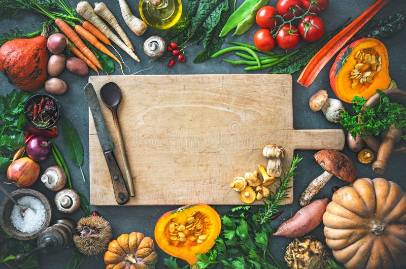 Ingredientes de las verduras del otoño para la acción de gracias sabrosa o Christma