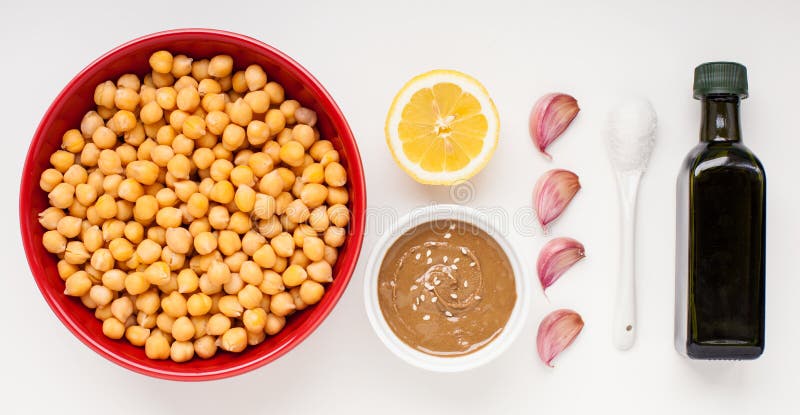 Ingredientes para o hummus feito home foto de stock royalty free