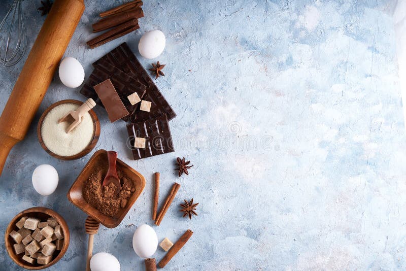 Ingredients for Baking Cookies, Cake. Tools, Dishes for Cooking Stock
