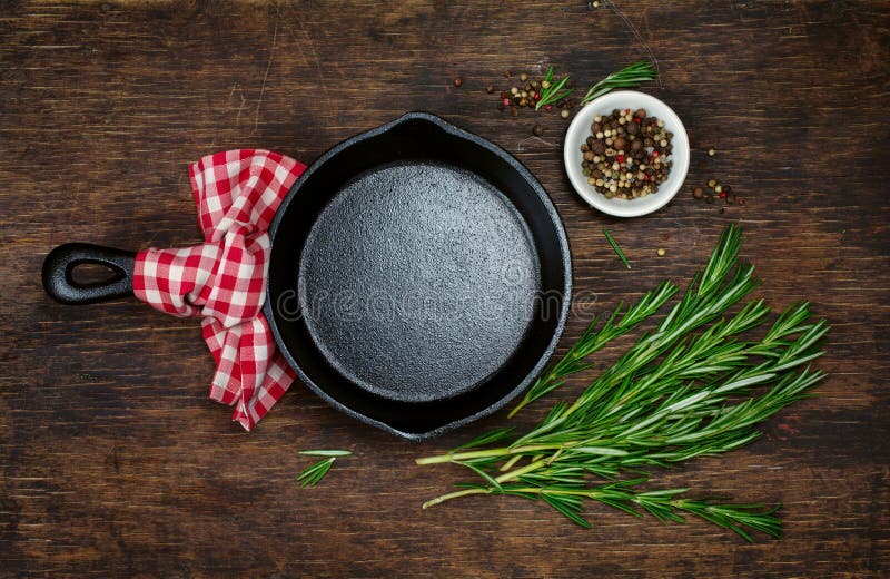 Ingredients for Cooking and Cast Iron Skillet Stock Image Image of