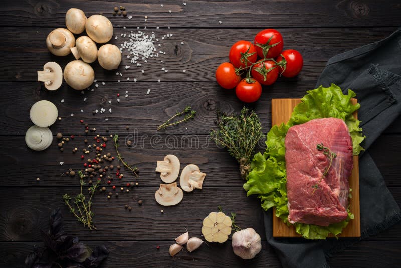 Ingredients for Cooking Meat Stock Photo Image of herbs, beef 84144526