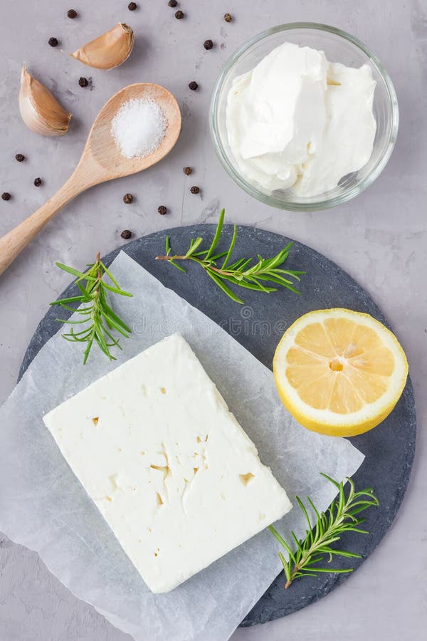 Ingredients for Feta, Cream Cheese, Rosemary, Lemon and Garlic Dip on ...