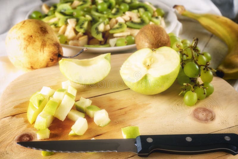 Ingredients for Fruit Salad. Cutting Apple Stock Image Image of