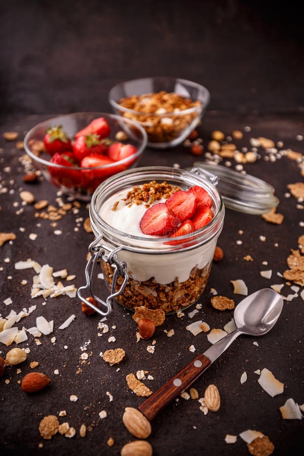 Ingredients for Healthy Breakfast Stock Image - Image of honey, cereal