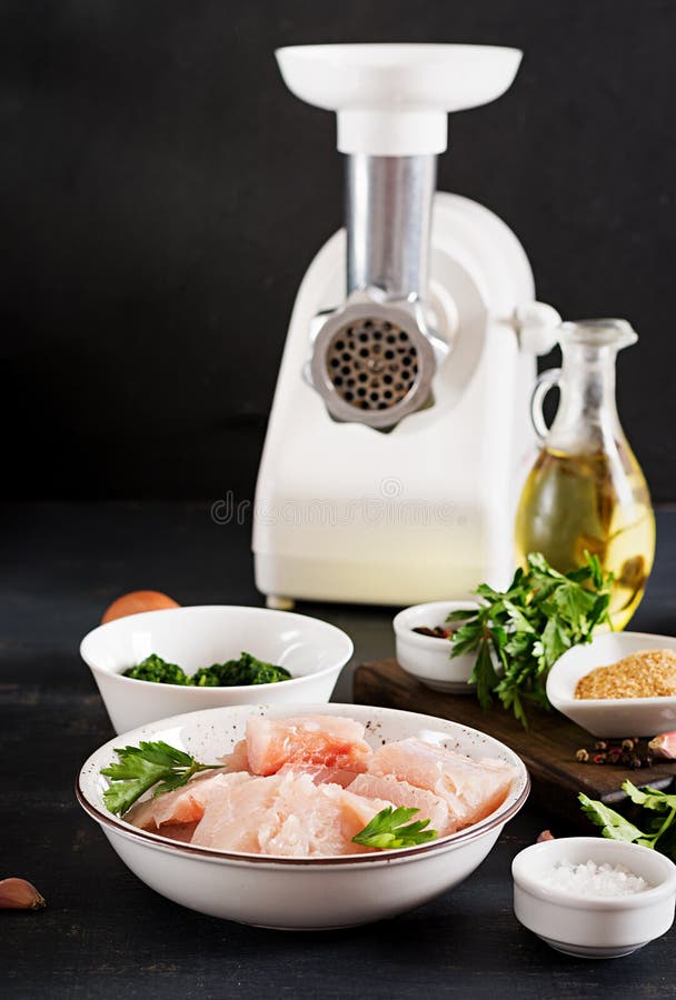 Ingredients for Homemade Fish Cake Cod, Spinach, Egg and Breadcrumbs
