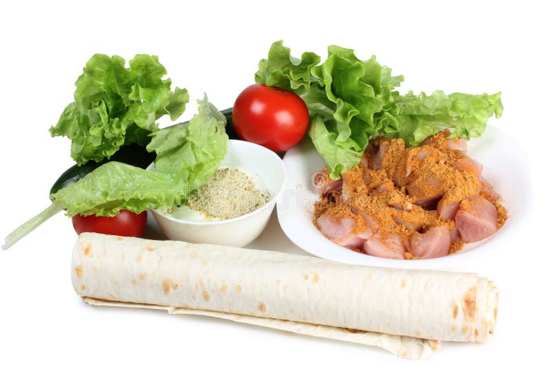 Ingredients for kebab two stock image. Image of pepper 185194633