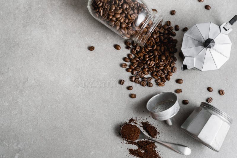 Ingredients for Making Coffee Flat Lay Stock Photo Image of aroma