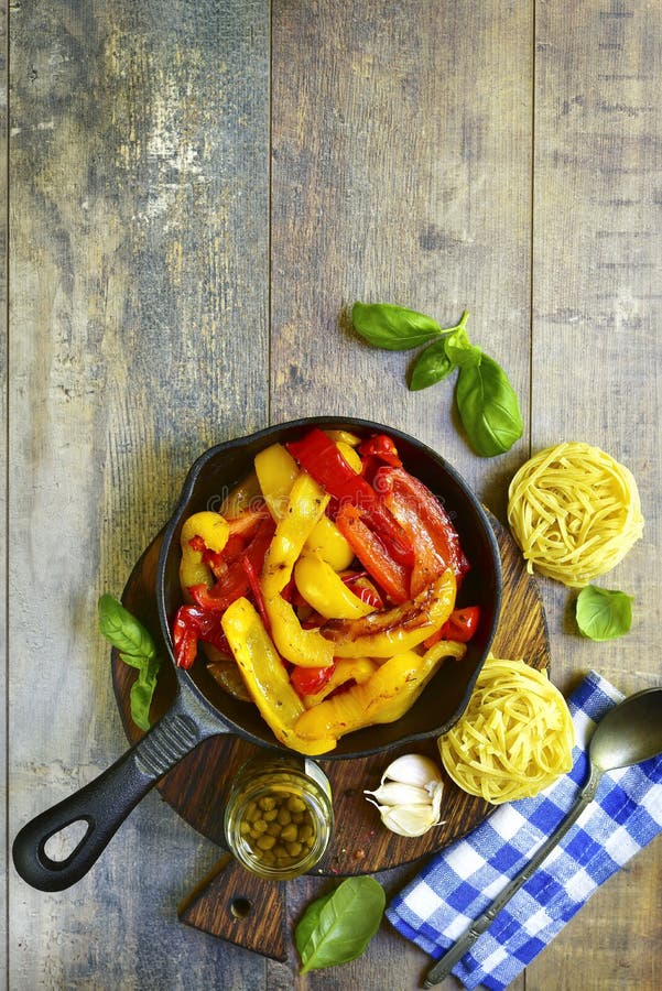 Ingredients for Making Pasta. Stock Image - Image of cooked, peperonata