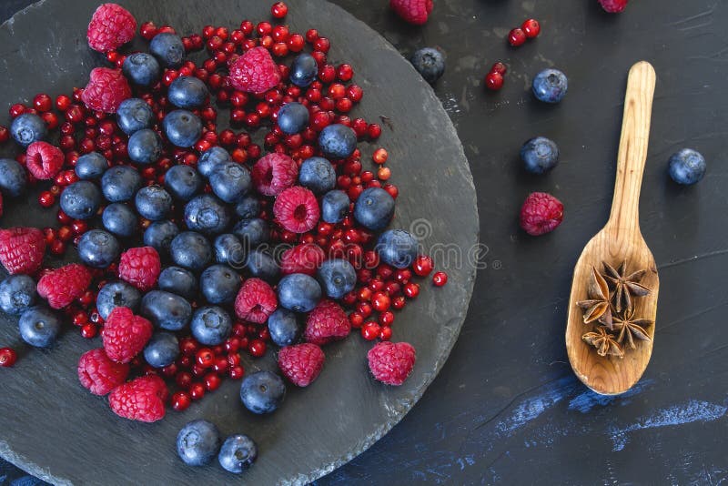 Ingredients for Making Red Fruits Jam, Top View Stock Photo Image of