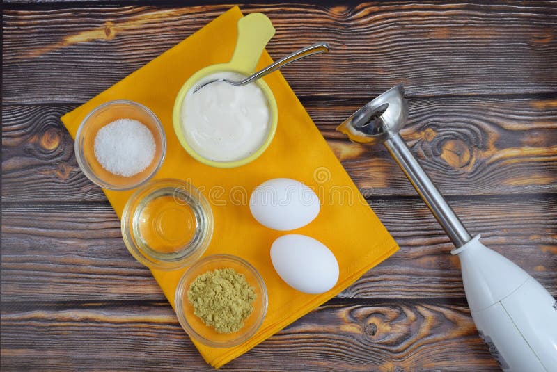 Ingredients for Mayonnaise Preparation. Stock Image Image of mustard
