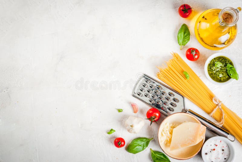 Ingredients for pasta with pesto royalty free stock photography Ingredients for pasta with pesto royalty free stock photography