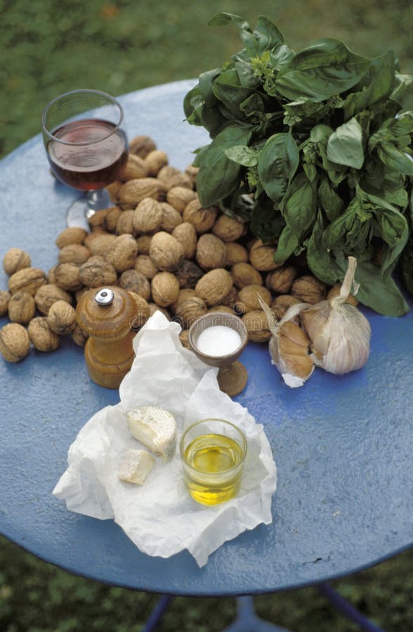 Ingredients for pesto stock photo. Image of paper, peppered 23706584