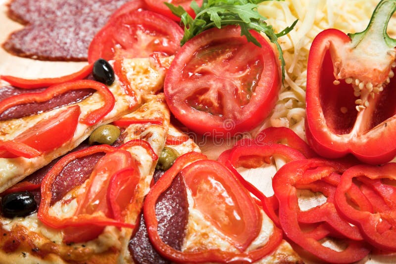 Ingredients for pizza stock images