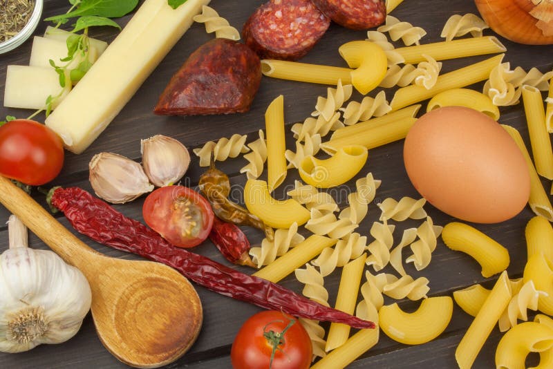 Ingredients for Preparing Pasta. Cooking Pasta Dishes. a Traditional