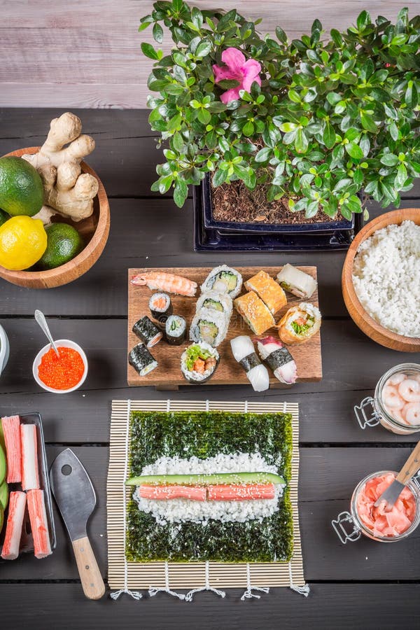 Sushi Ingredients stock photo. Image of orange, countertop 12498986