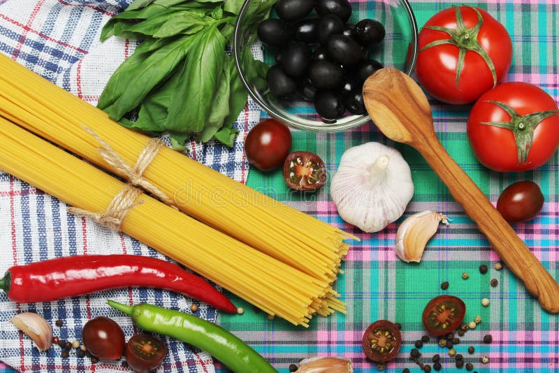 Ingredients For Traditional Italian Pasta Stock Image Image of