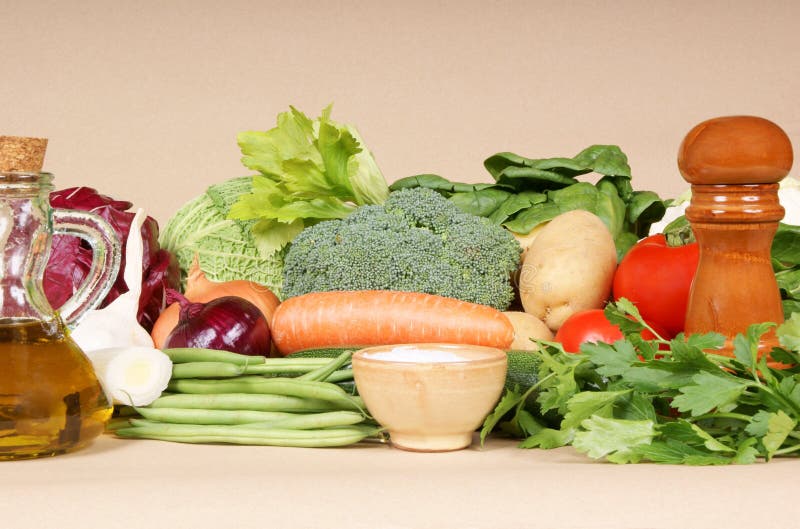 Ingredients for typical italian minestrone soup